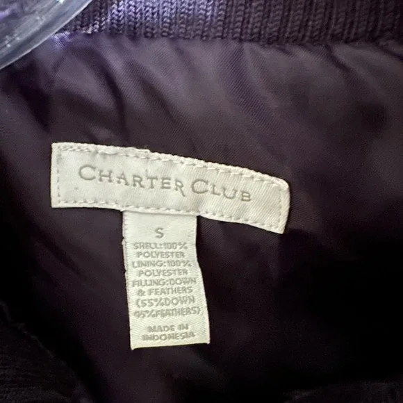 Charter Club Quilted Down Feather Vest Purple Zip Front Puffer Women's Small - Picture 4 of 5